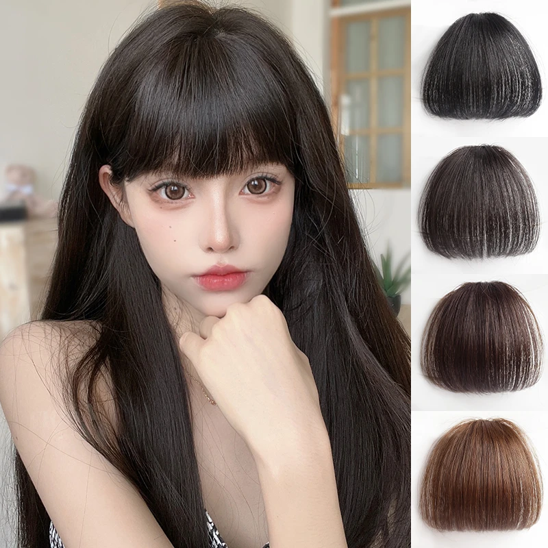 漫画假刘海女 自然前额 真发齐刘海假发片无痕头帘空气刘海假发女