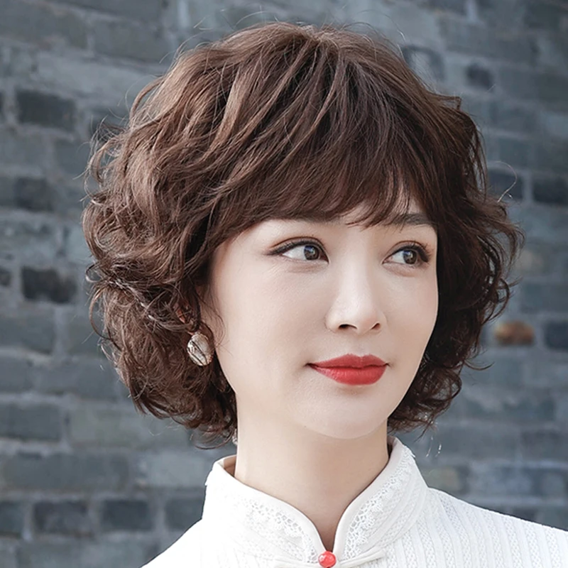 假发女妈妈款中老年假发真发全真人发假发全头套女假发女短发卷发