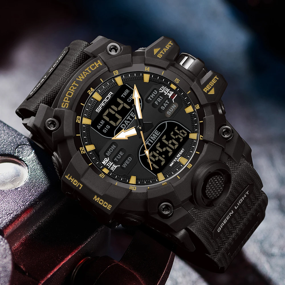 2025黑武士时尚手表男款初高中学生运动电子表多功能户外闹钟防水
