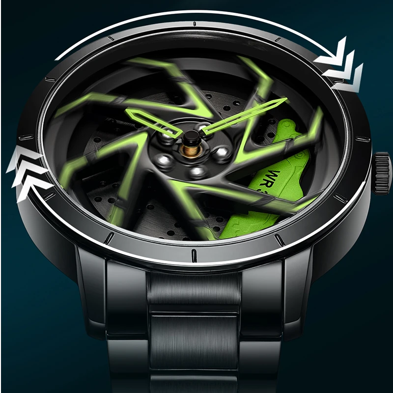 旋转刹车轮毂腕表男士非机械高档TE卡钳37新概念创意手表时来运转