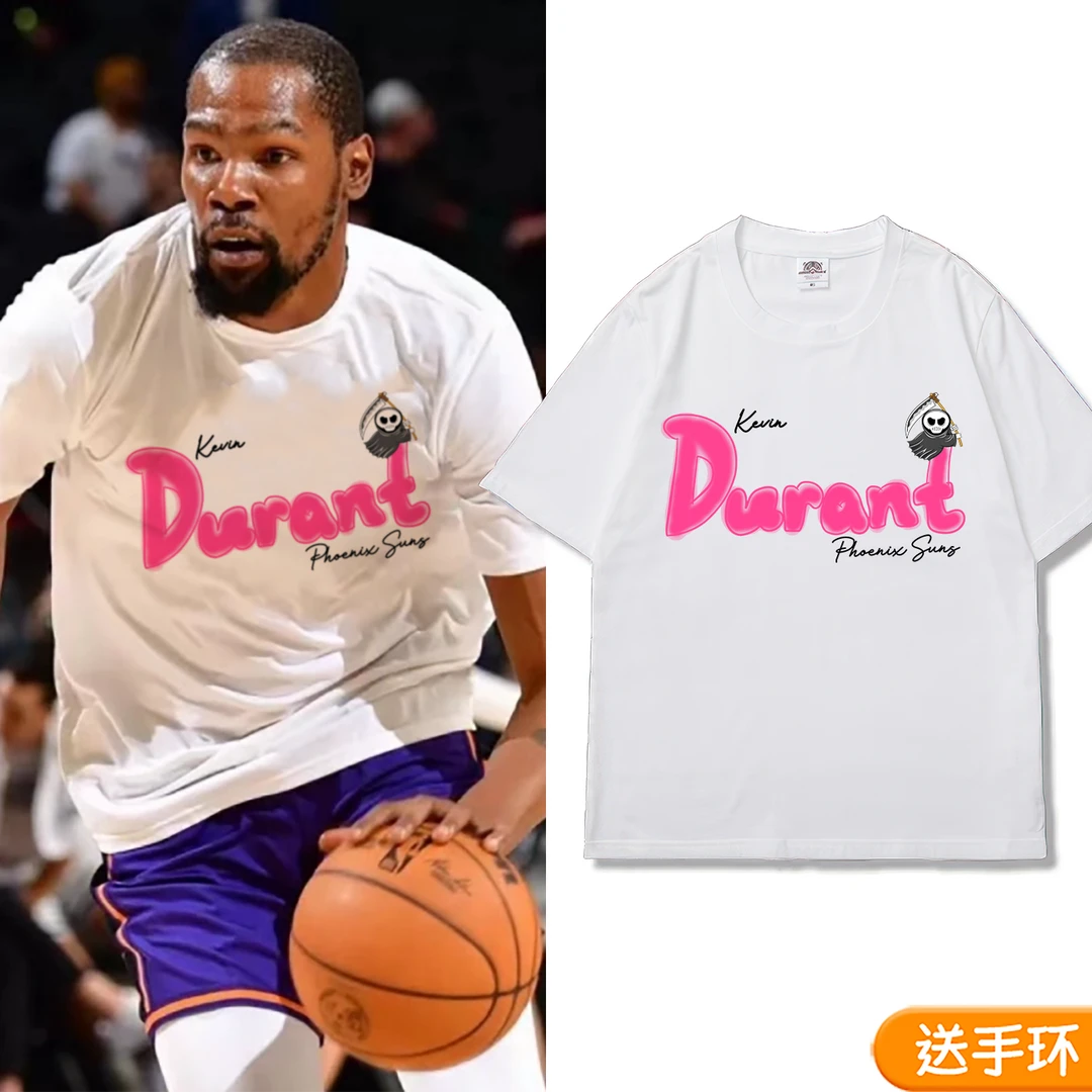 杜兰特纯棉短袖男夏季35号死神印花美式篮球运动T恤宽松休闲上衣