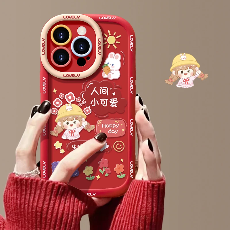 创意人间小可爱苹果15promax手机壳iphone14泡芙13防摔12全包11