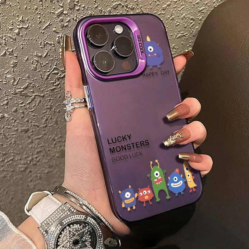 卡通小怪兽苹果14/15promax手机壳高级感iPhone13/12全包11防摔xr