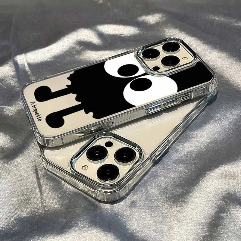 卡通煤球金属镜头框苹果14/15手机壳iPhone13promax防摔12全包11