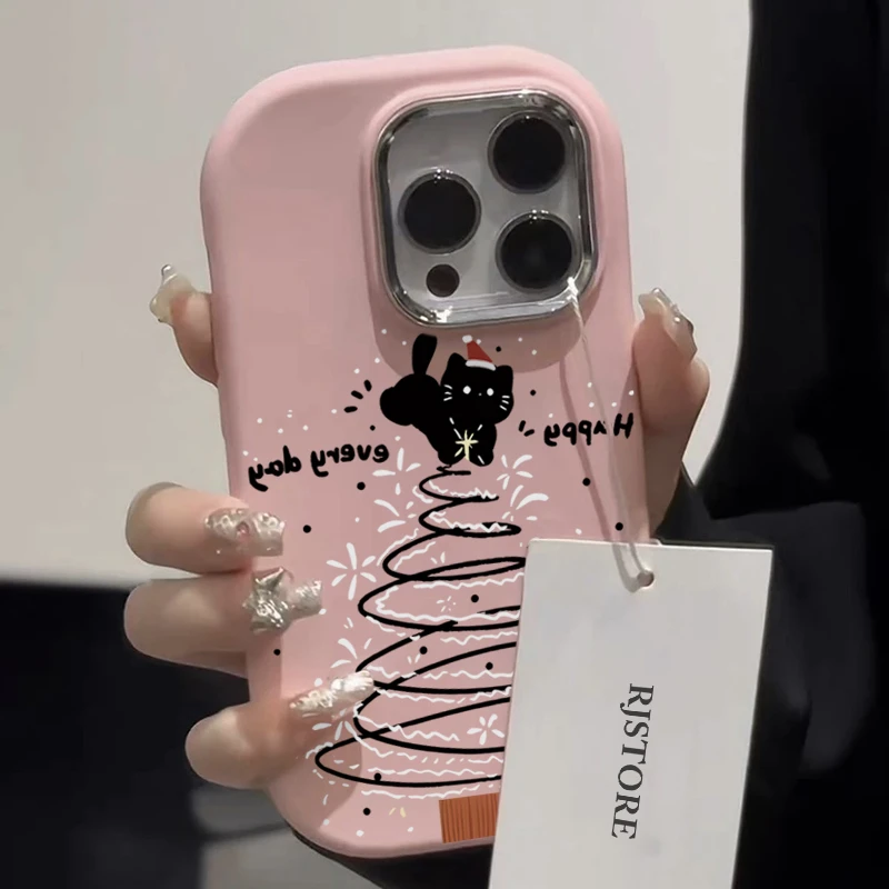 圣诞树猫咪苹果15promax手机壳iphone14软壳13硅胶12全包11防摔