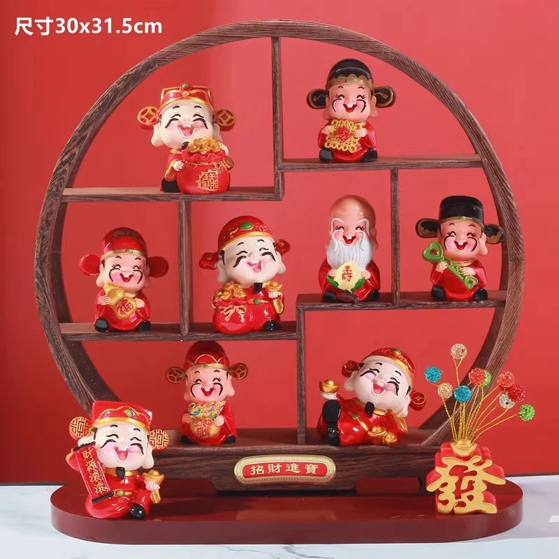 新中式五路财神爷办公室店铺家居客厅装饰创意结婚乔迁开业摆件