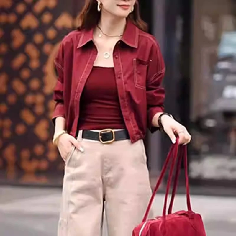 韩版气质感纯色短外套女2024早秋新款小个子女生百搭显瘦气质上衣