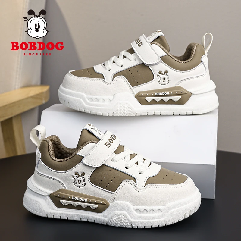 巴布豆儿童板鞋2023春秋季男童皮面透气中大童防滑耐磨百搭运动鞋