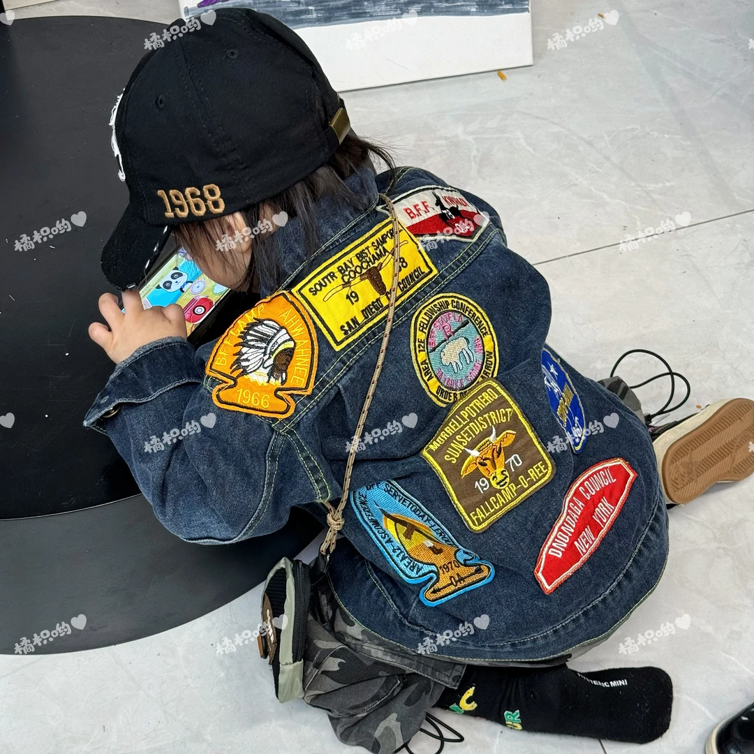 【橘枳哟】中古徽章牛仔外套
