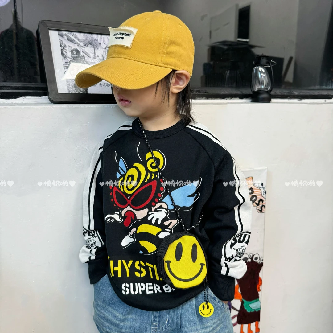 【橘枳哟】蜜蜂超超拔印毛圈卫衣
