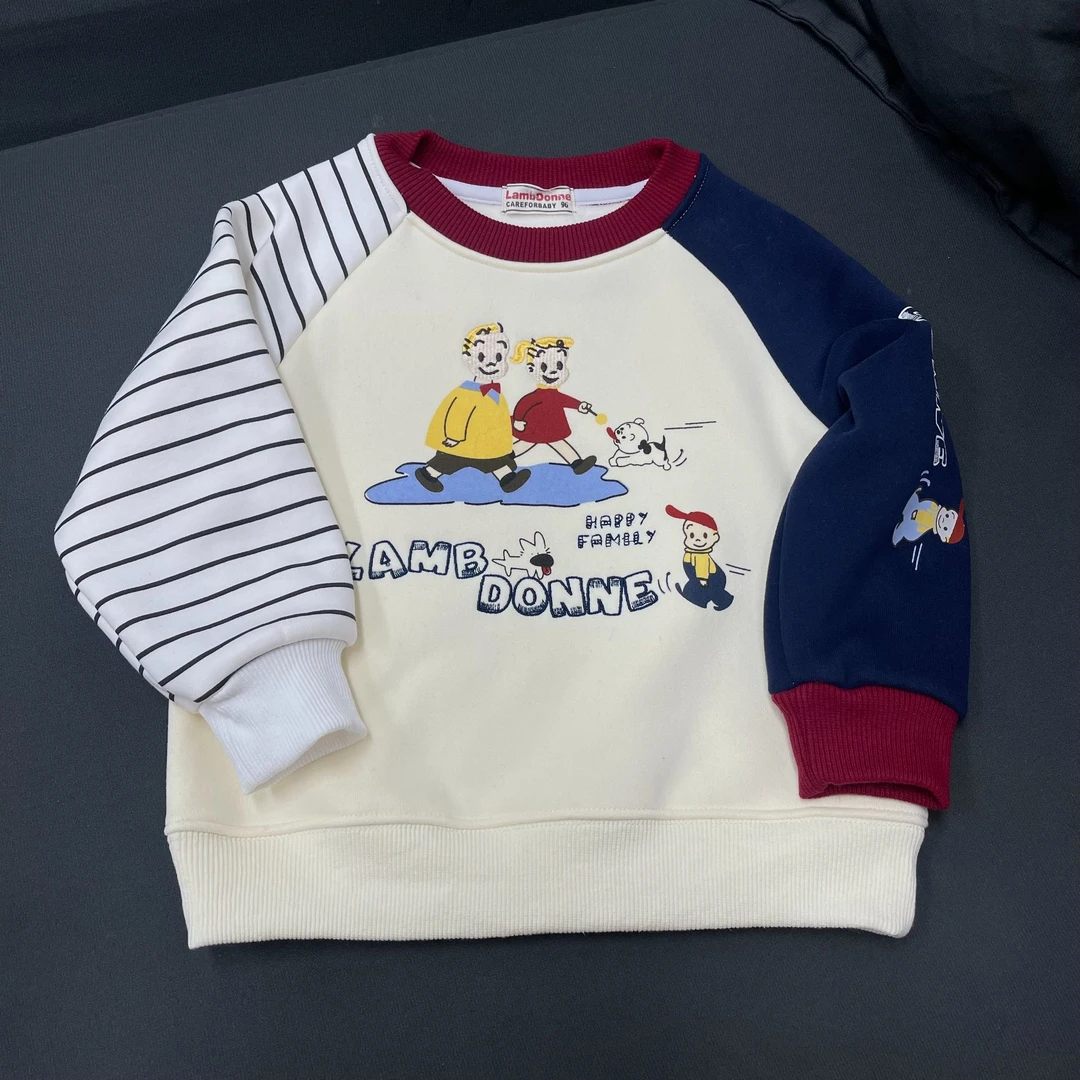 【橘枳哟】加绒原田撞条纹拼接卫衣