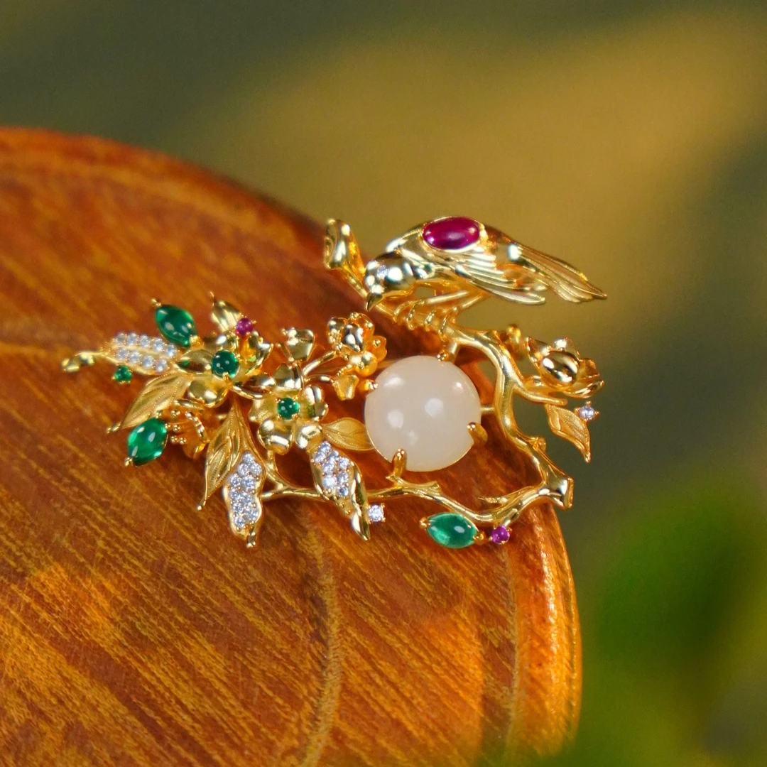 925银银制品 【喜上眉梢】山隐国风花丝百搭复古气质胸针手工古典