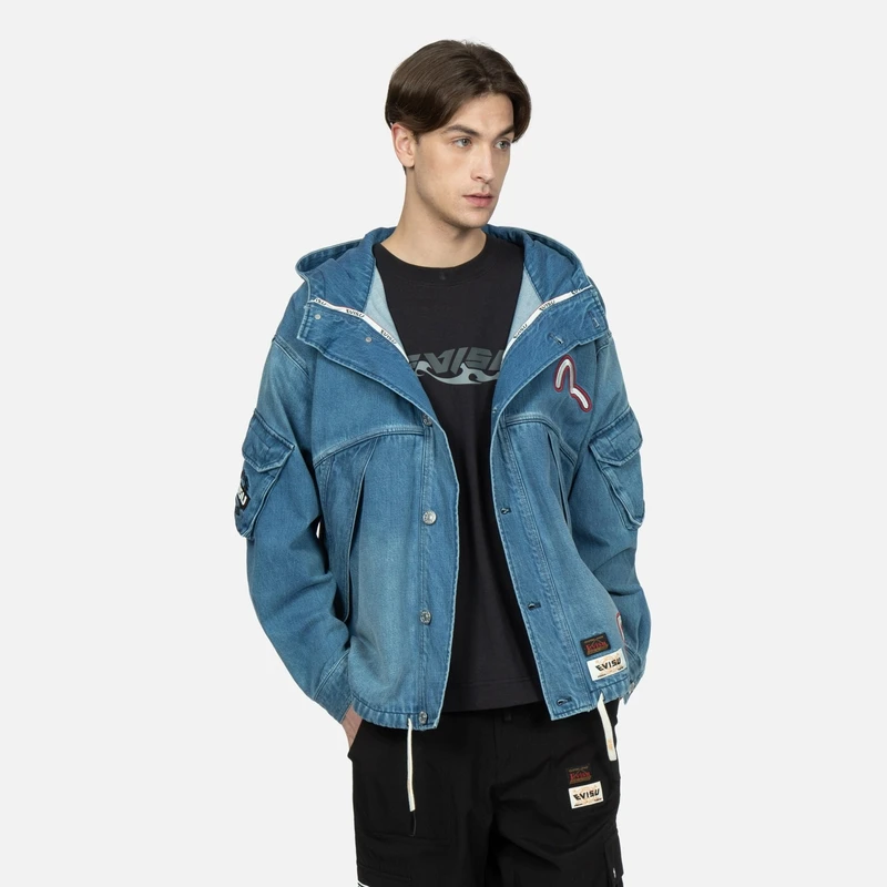 EVISU2023新款男士佛头刺绣休闲潮流时尚牛仔夹克外套男