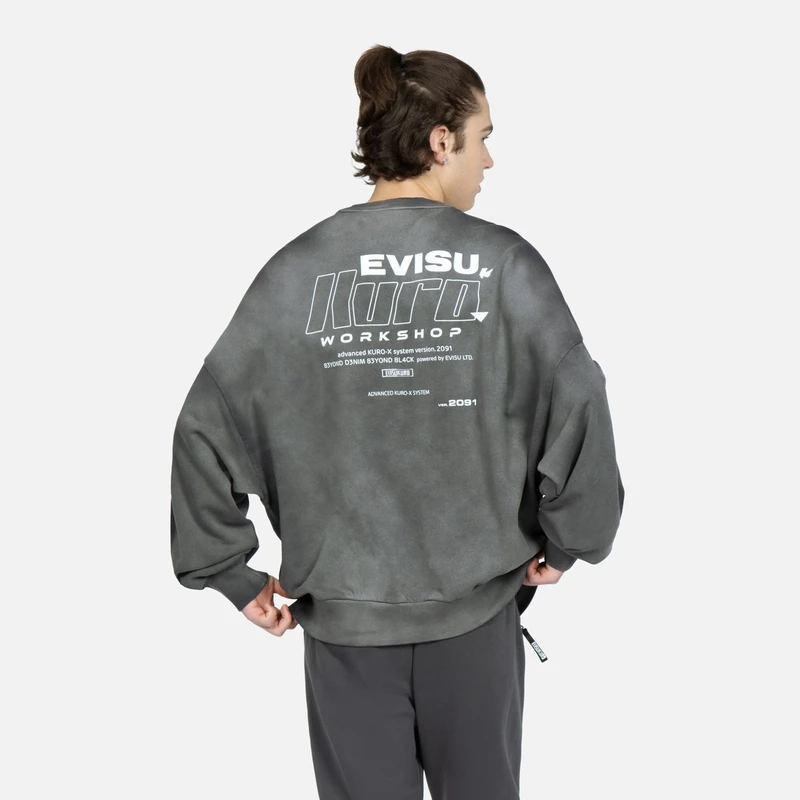 EVISU男士复古印花潮流圆领长袖卫衣2ESGNM3SW438LFCT