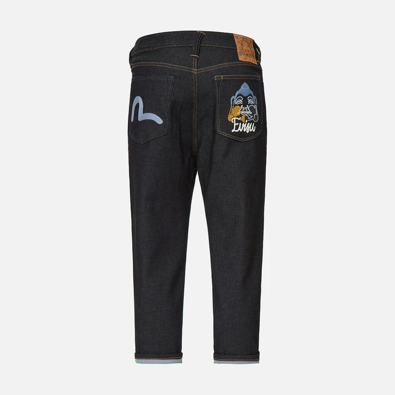 EVISU男士佛头刺绣七分宽松直筒蓝色牛仔裤男2ESHTM3JE99227CS