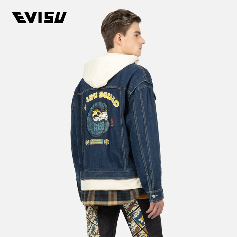 EVISU男士达摩皮标连帽牛仔夹克外套牛仔衣街头2EAHTM2DJ723LFCT