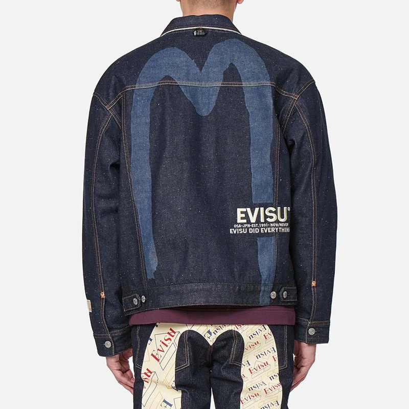 EVISU 笔刷大M夹棉潮男士美式牛仔夹克外套男春 2EAHTM1DJ740LFCT
