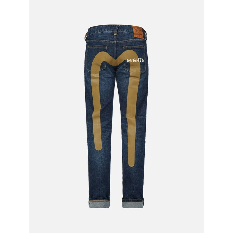 EVISU 秋冬大M印花修身潮流男士直筒牛仔裤男款2EAHTM1JE99510CS