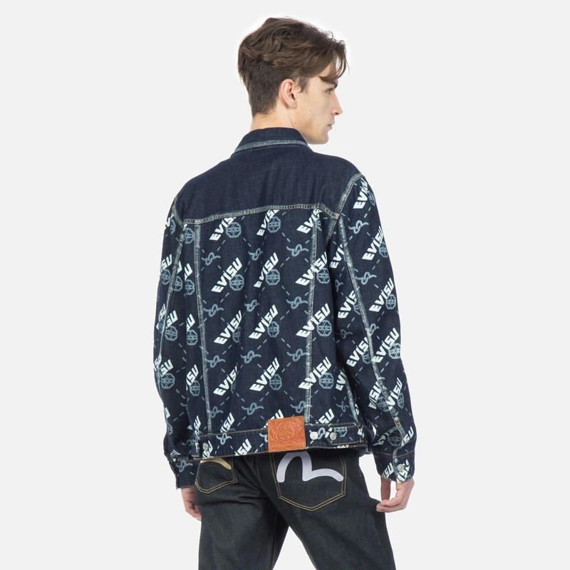 EVISU海鸥印花休闲潮流时尚翻领牛仔夹克外套男2ESHTM3DJ719XXCT