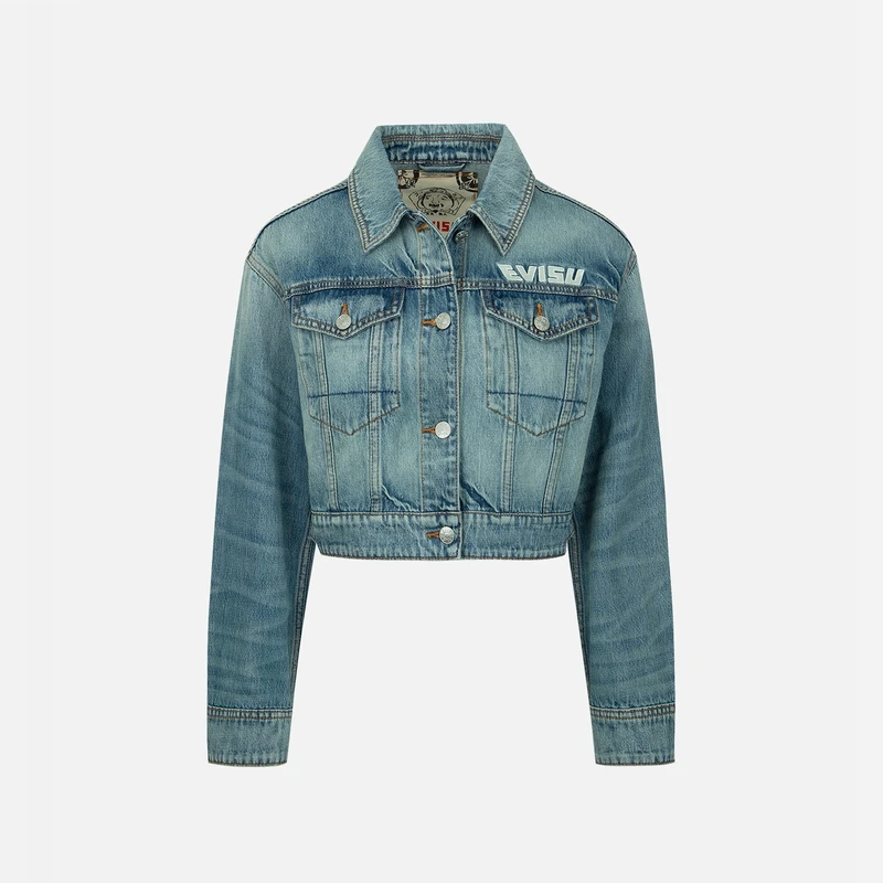EVISU海鸥刺绣休闲潮流时尚翻领牛仔夹克外套2ESHTW3DJ739LFCT