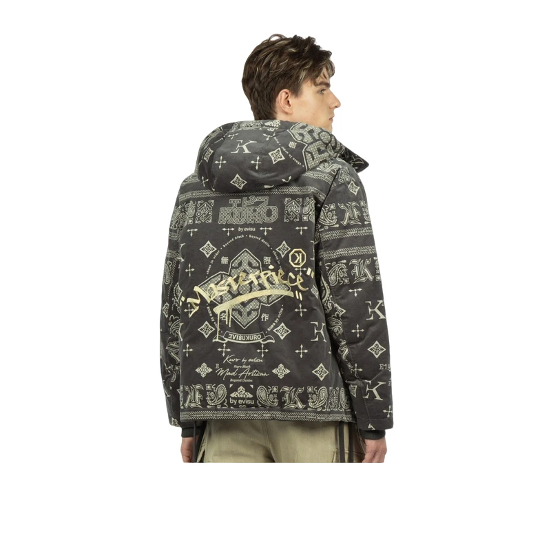 EVISU秋冬男Logo印花短款保暖羽绒服夹克外套2EAGNM2NJ787XXCS