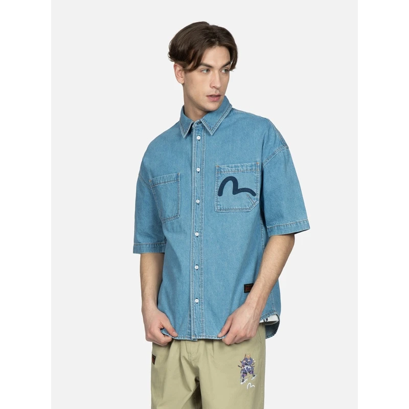 EVISU 2023年春夏新款 男士海鸥雄鹰短袖衬衫2ESHTM3SS137LFCT