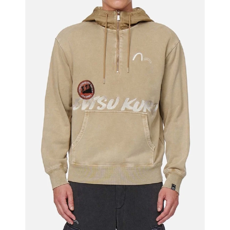 EVISU秋冬多徽章设计半拉链连帽卫衣男士2EAGNM1SW410LFCT