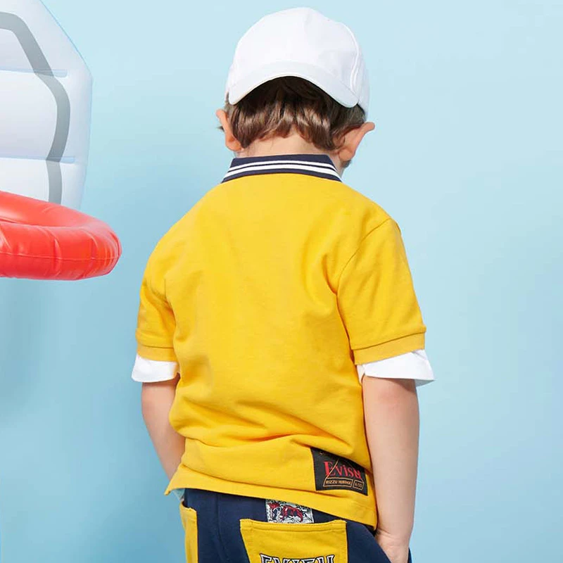 EVISU童装佛头盆景贴布Polo衫短袖T恤儿童2ESKZB1PS551XX