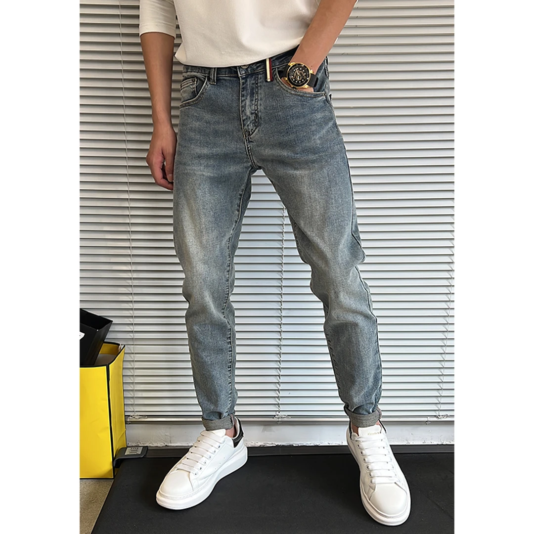 牛仔裤男士2025春夏季新款潮流修身小脚裤子潮牌痞帅休闲长裤百搭