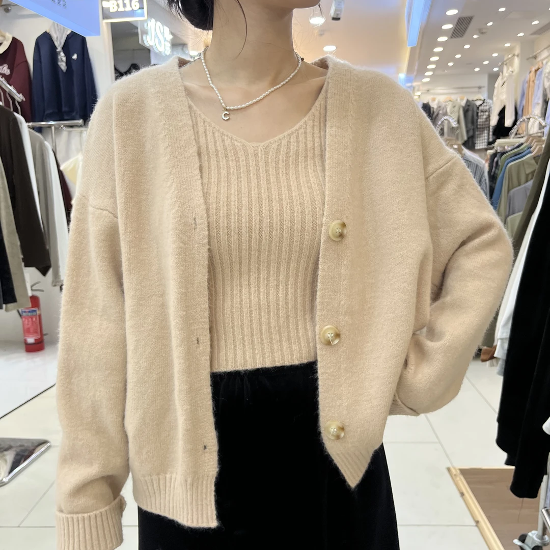 兰子严选新款毛衣开衫+背心两件套958