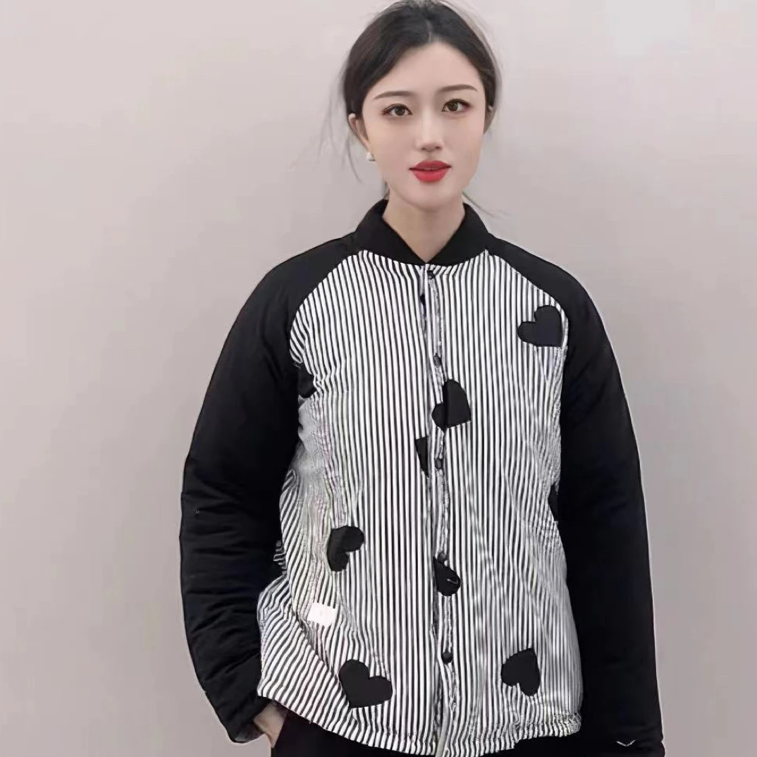 森晟希新款心形插肩袖开衫 棉花棉袄套装