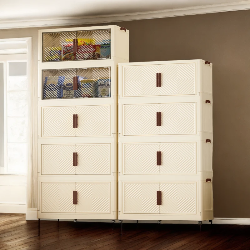 85面宽免安装多层收纳柜储物柜可折叠双开门家用客厅收纳箱衣柜d1