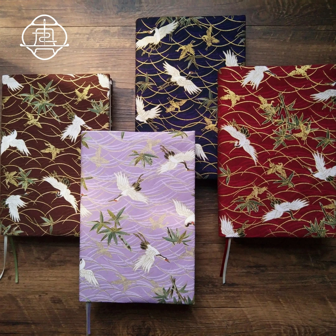 真我 鹤岁。古风手工布艺书衣hobo手帐本a5a6 可调节 仙鹤书衣