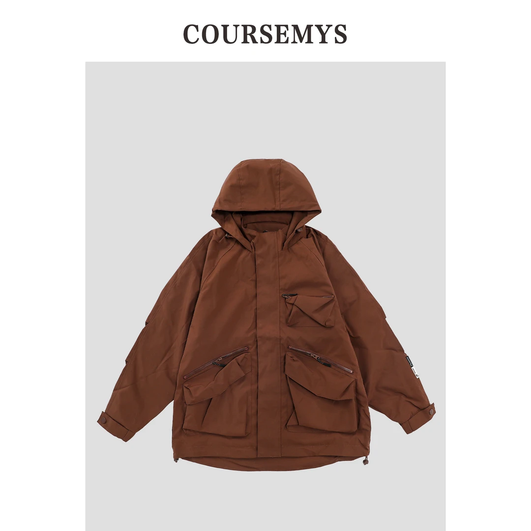 COURSEMYS聪明陈 秋冬新款户外机能冲锋衣工装多口袋潮牌宽松夹克