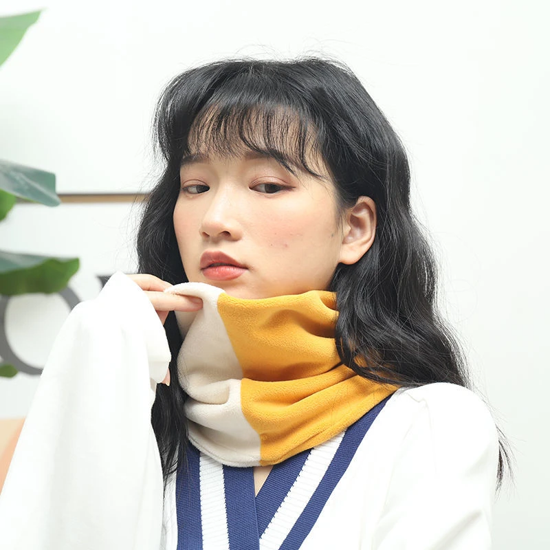 围脖女防风防寒双层加绒加厚围巾女百搭户外防护脖套保暖纯色冬季
