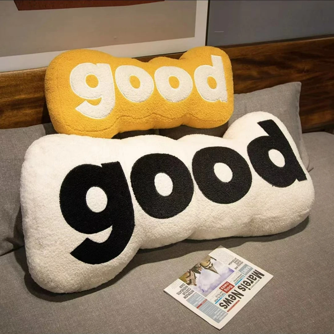 ins风时尚舒适长条字母软靠枕午睡枕good客厅装饰大靠垫亲肤惊喜