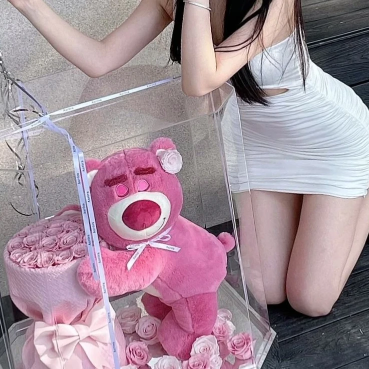 草莓熊玫瑰永生花花束生日礼物送女生朋友闺蜜实用送闺蜜浪漫创意