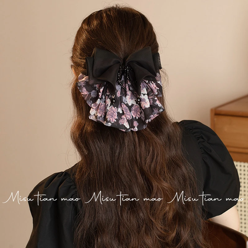 抓夹女高级感2024新款高马尾夹子头饰发量少半扎发盘发蝴蝶结发饰