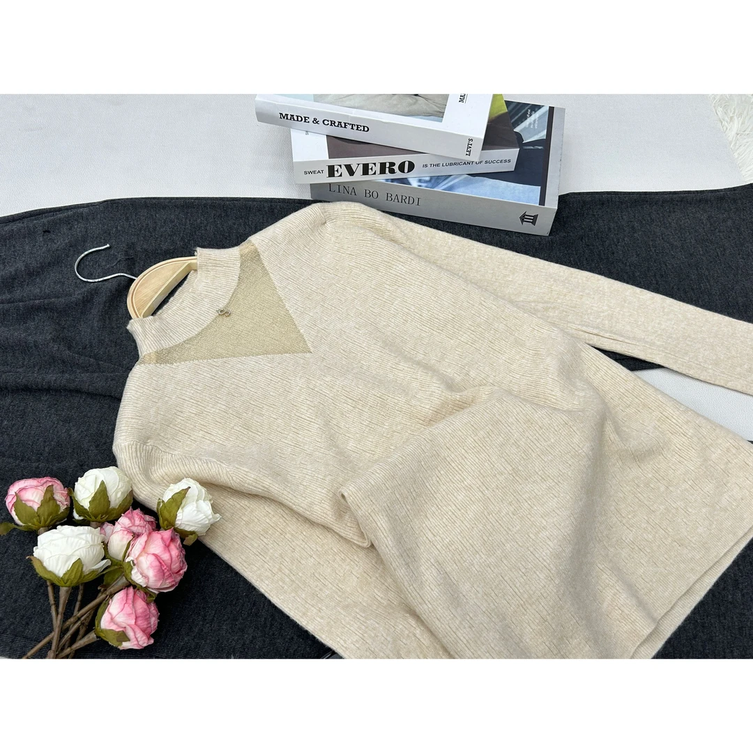 【小S透视燕麦】性感气质款针织长袖上衣 QC1219