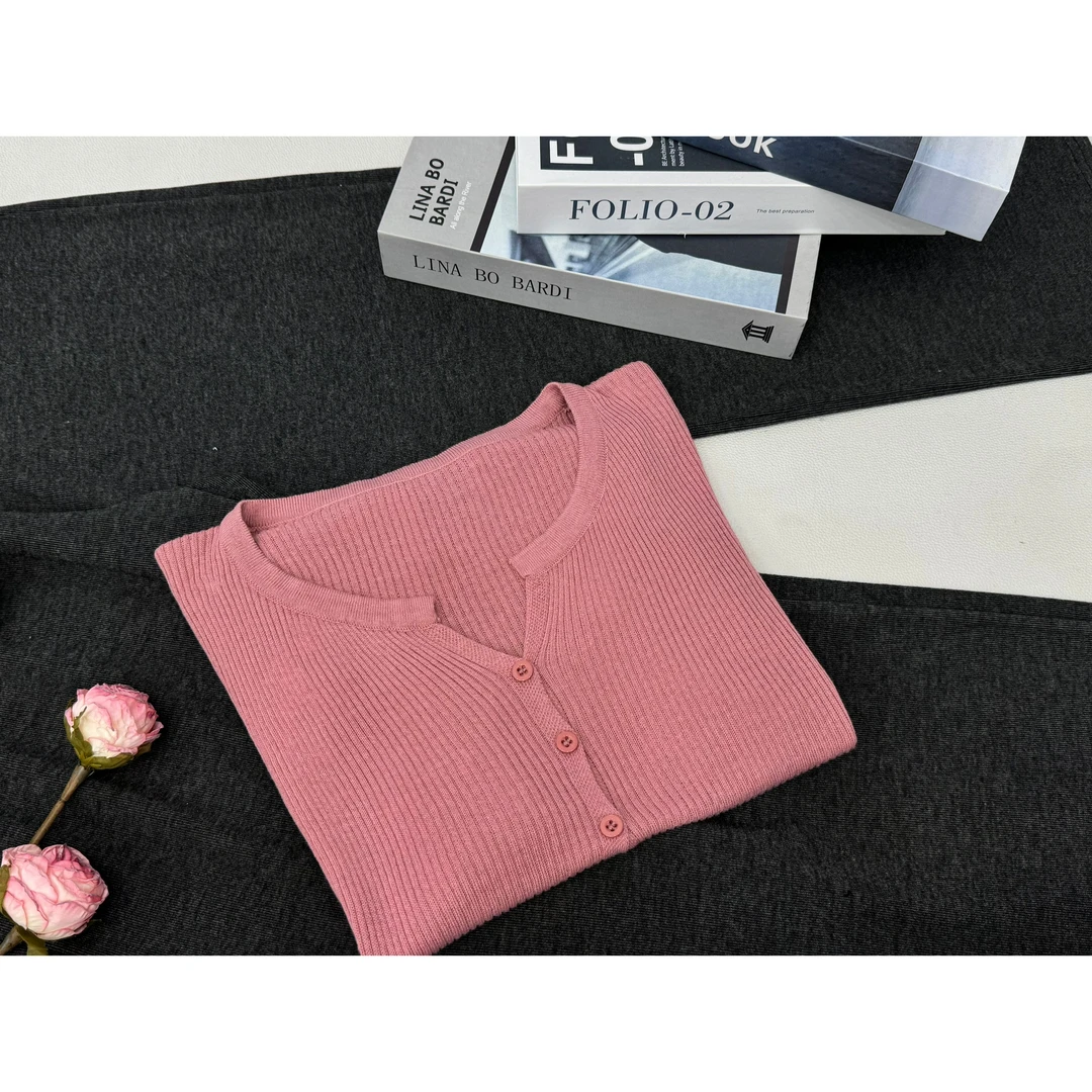 【粉色开衫】百搭气质款针织长袖上衣QC296