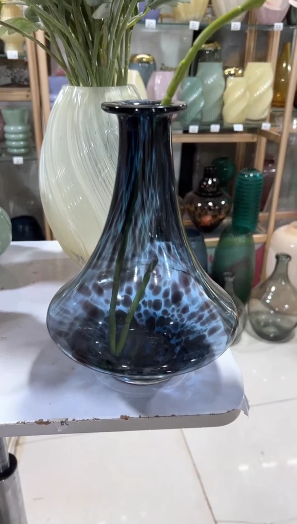 【闪购商品】蓝色豹纹小口花瓶