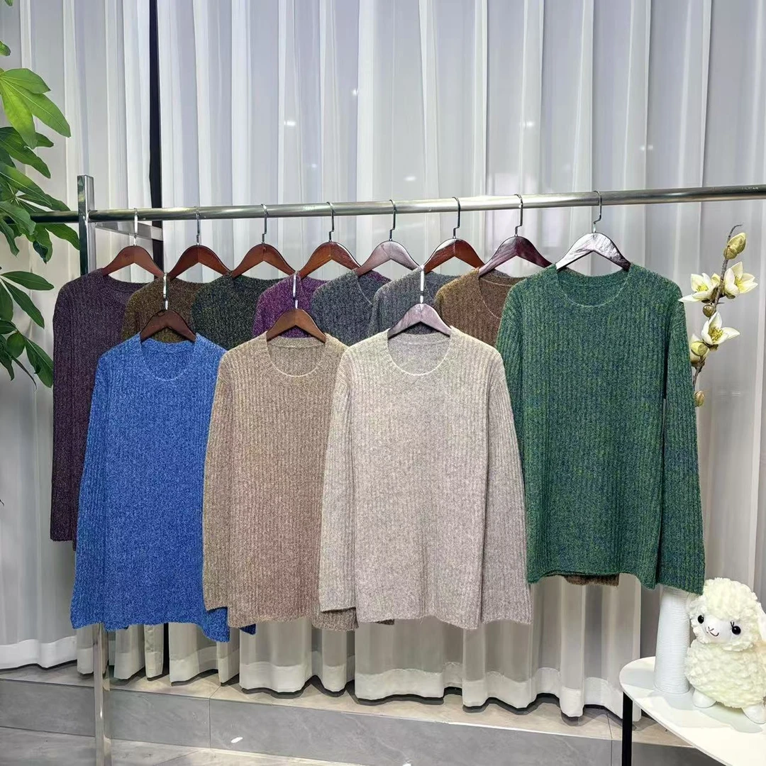 2024秋冬新款【炸总精选】羊毛混纺立体坑条纹圆领休闲套头YT098