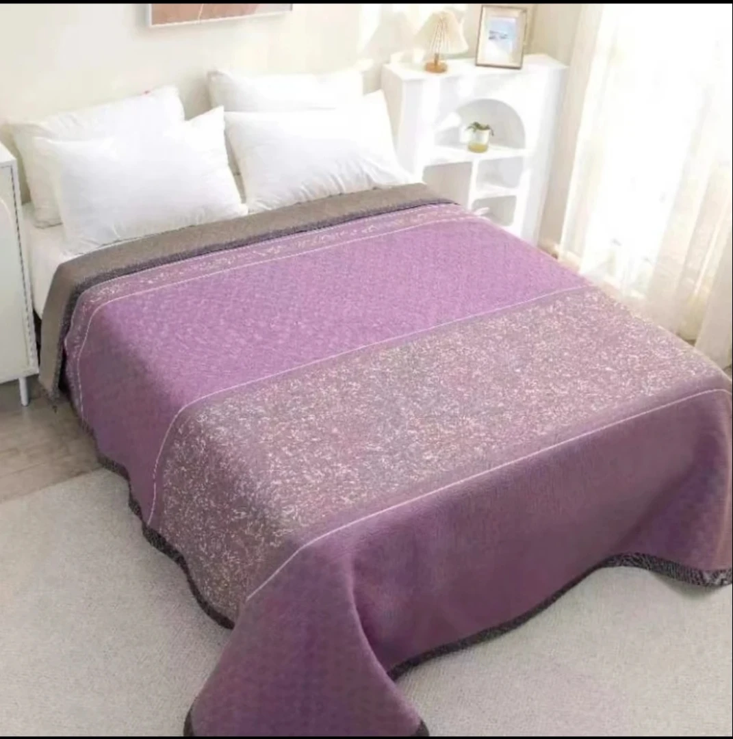 （浪漫紫云）230*250高端双面提花奢华多功能床盖盖毯