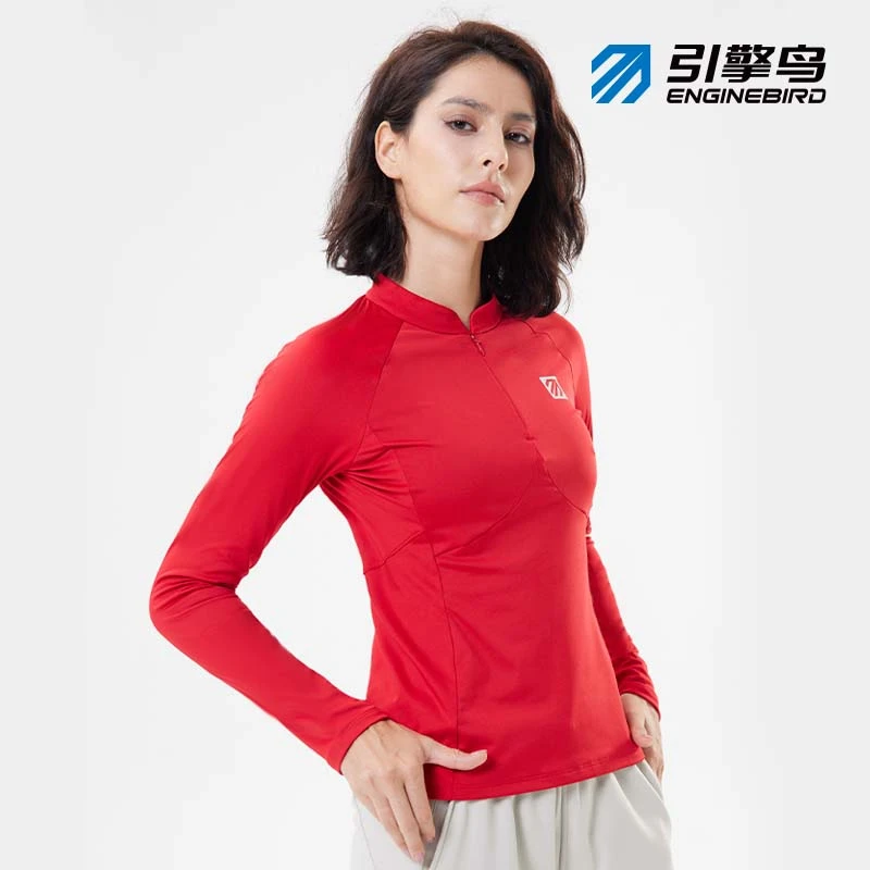 引擎鸟TT半拉链修身长袖运动健身秋季休闲男女款速干秋冬瑜伽