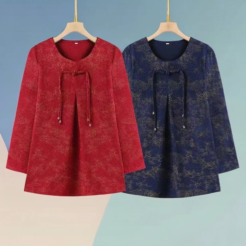 100-240特大码春秋款加肥加大中式盘扣中老年上衣中长款小衫妈妈