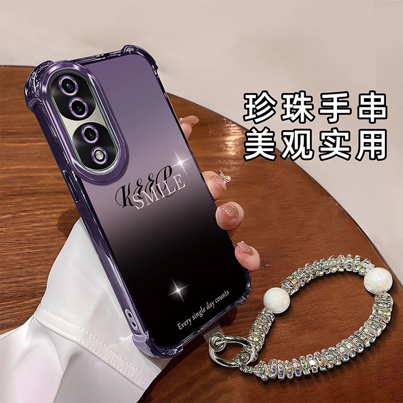 适用于【华为】荣耀70Pro/Pro+新款时尚简约渐变英文防摔手机壳