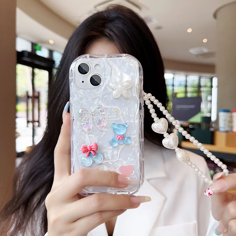 【苹果/华为荣耀/OPPO/VIVO/小米】樱桃蝴蝶结小熊可爱奶油纹手机壳