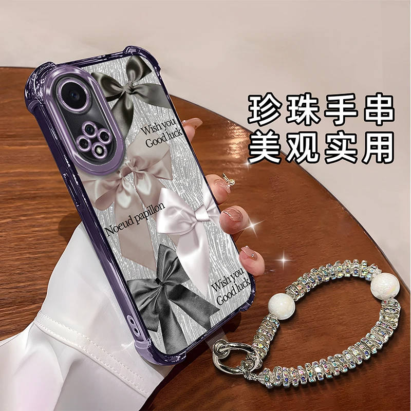 适用于【华为】荣耀50新款高级感四色蝴蝶结时尚防摔手机壳