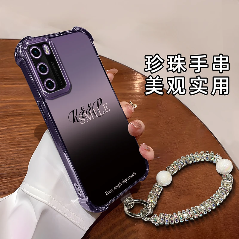 适用于【华为】P40新款时尚简约渐变英文防摔硅胶手机壳