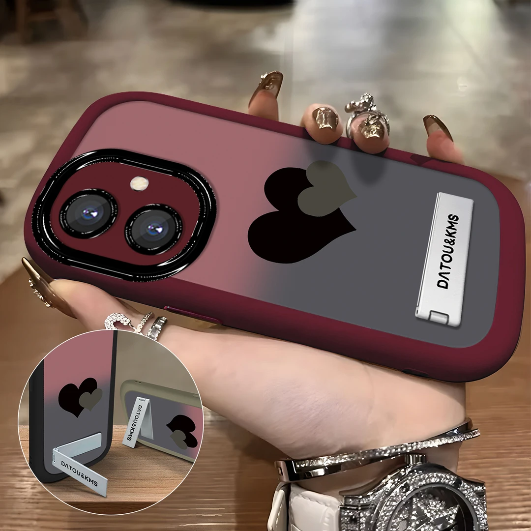 适用于【华为】荣耀100时尚渐变爱心潮流防摔硅胶手机壳